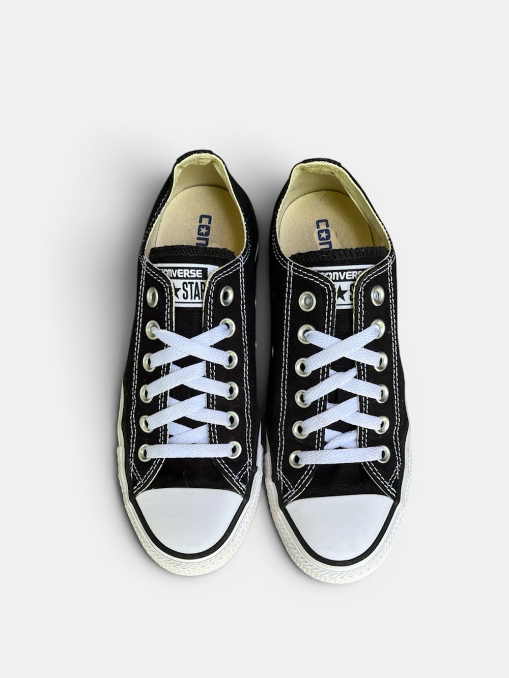 Converse Black and White Low Top Canvas Sneakers - Picture 4 of 12